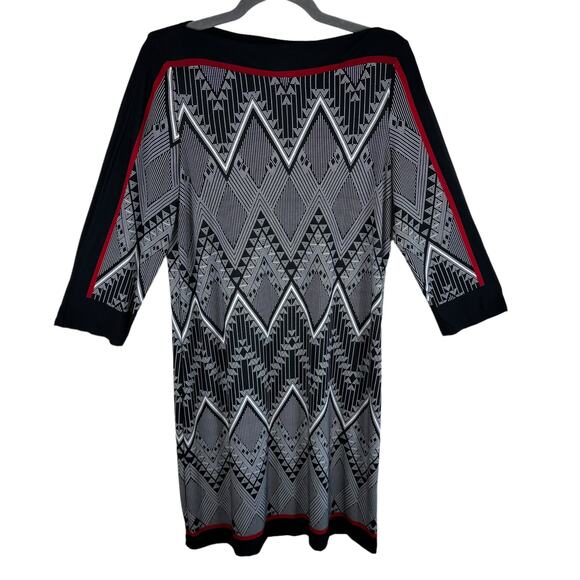 Sandra Daren Geometric 3/4 Slit Sleeve Boat Neck Lightweight Shift Dress Size 12 - Picture 1 of 7